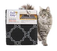 Fresh Kitty Durable XL Jumbo Foam Litter Box Mat - No Phthalate, Water Resistant, Traps Litter from Box, Scatter Control, Easy Clean Mats - Black & White 40"x 25", Black/White Quatrefoil (9036)