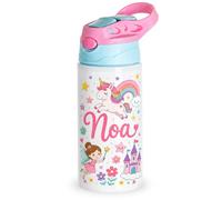 Fresh-KO Botella Infantil Personalizada con Foto y Texto - Boquilla de silicona y boton de apertura - 500 ml de capacidad - Regalo Original - Botella Personalizada - Botella de agua niñas
