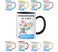 Fresh-KO Taza Personalizada con Foto y Texto - 330ml Cerámica Calidad AAA+ - Nombre en el Asa - Apta Microondas y Lavavajilla - Regalo Original - Taza de Cafe - Caneca Personalizada