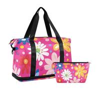 Fresh Little Flowers - Bolsa de gimnasio grande con diseño de flores pequeñas, bolsa de transporte para el aeropuerto con bolsa de aseo para yoga, gran capacidad, Fresh Little Flowers Peach, 1 size