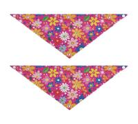 Fresh Little Flowers - Pañuelos para perro, diseño de melocotón, bufanda suave con botón a presión, lindo juego de vacaciones para perros y gatos, paquete de 2
