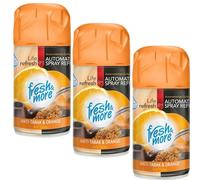 Fresh & More Recambio para ambientador, paquete de 3 unidades, antitabaco y naranja, 250 ml, recambio compatible con Air Wick Freshmatic, Glade Brise, spray aromático para neutralizar los olores y