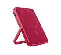 Fresh 'n Rebel Powerbank Magnético Inalámbrico 5000mAh, Compatible con MagSafe, Carga rápida PD 20W, Puerto USB-C (Entrada/Salida), Apto para iPhone 16/15/14/13/12, con Soporte (Berry Red)