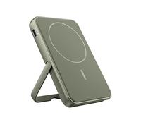 Fresh 'n Rebel Powerbank Magnético Inalámbrico 5000mAh, Compatible con MagSafe, Carga rápida PD 20W, Puerto USB-C (Entrada/Salida), Apto para iPhone 16/15/14/13/12, con Soporte (Dried Green)