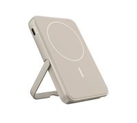 Fresh 'n Rebel Powerbank Magnético Inalámbrico 5000mAh, Compatible con MagSafe, Carga rápida PD 20W, Puerto USB-C (Entrada/Salida), Apto para iPhone 16/15/14/13/12, con Soporte (Silky Sand)