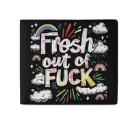 Fresh Out of Fucks - Carteras plegables divertidas para bolsillo frontal, clip para dinero con ranuras para tarjetas de crédito, para hombres y mujeres, 11.4 x 10.2 cm