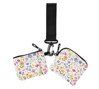 Fresh Safari Spring Flowers - Carteras dobles para mujer, tarjetas de visita, minimalista, organizador de dinero con bolsillo para monedas con cremallera para uso diario, 2 piezas, Flores frescas de