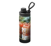 Fresh Salmon Sushi - Termo deportivo de acero inoxidable de 18 onzas, adecuado para hombres y mujeres, conservación eficiente del calor, fácil de transportar
