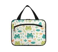 Fresh Spring - Neceser de viaje con gancho para colgar, diseño de ranas verdes, bolsa de viaje de moda para artículos esenciales de viaje, maleta de viaje para maquillaje, L