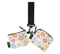 Fresh Spring Simple Colorful Flowers - Carteras dobles para mujer, fundas para tarjetas de visita, protector de tarjetas de identidad portátil delgado con bolsillo con cremallera para el trabajo