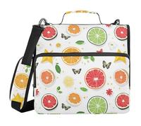 Fresh Star Fruit - Organizador de carpetas blancas con correa para el hombro, capacidad de 1.5 pulgadas, 3 anillos, estuches para lápices, carpeta, organizador de archivos de oficina