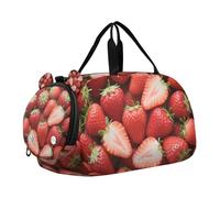 Fresh Strawberry Fruits - Bolsa de lona para niños con compartimento para zapatos, ligera, deportiva, gimnasio, para niños y niñas
