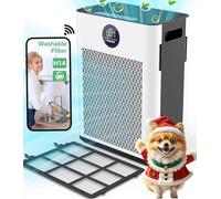 FRESHDEW Purificador de aire para el hogar de hasta 2300 pies cuadrados con control WiFi inteligente H14 True HEPA y entrada de doble cara, 22 dB ultra silencioso para dormitorio/hogares de mascotas