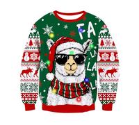 Freshhoodies Parejas Suéter de Navidad con lámpara LED Sudadera de Punto Divertida para Navidad Jerséis Reno Copos de Nieve, L