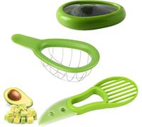 Freshmagis 3 PCS Aguacate Slicer Tool Set - Versatile Avocado Cutter, Peeler, and Pitter with Avocado Saver for Fridge Storage - Essential Kitchen Gadgets for Fruit & Vegetable Pitters, Cuber, Dicer