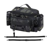 Freshwater Fishing Bag, Water-Resistant Tackle Box Bag, Saltwater & Freshwater Gear Storage, Padded Shoulder Strap for Pliers and Accessories, 35x14x21 cm, Camouflage and Gray