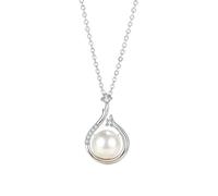 Freshwater Pearl - Cadena de clavícula de plata de ley para mujer, talla única, Plata, No es una piedra preciosa