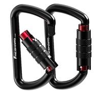 Freskaro 2pcs Giro Cierre Mosquetón Clips, Clasificación de Peso 1224kg, Mosquetones de Aluminio Auto-Lock, para Las Hamacas, Columpio de Yoga, Cámping, Llavero, Perros Seguros, Negro