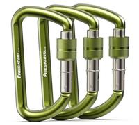 FresKaro Mosquetón Con Tapón de Rosca, Carabina de Aluminio Ultraligera, 12kN-1224kg, Resistente, Para Llaves y Correa de Perro, Verde, 3 Piezas