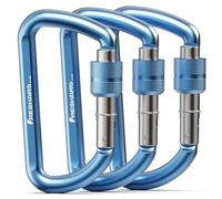 FresKaro Mosquetón, Tapón de Rosca de carabina, Llavero de mosquetón, Mosquetón de Tornillo, Cerradura, 12kN-1224kg, Aluminio, Ultraligero, Elástico, para Llaves, Correa para Perros, Azul, 3 Piezas