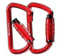 FresKaro Nuevo 2pcs Giro Cierre Mosquetón Clips, Clasificación de Peso 1224kg, Mosquetones de Aluminio Auto-Lock, para Las Hamacas, Columpio de Yoga, Cámping, Llavero, Perros Seguros (Rojo-2pcs)