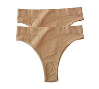 FRESQA 2 unids/Set Bragas sin Costuras para Mujer, Bragas de Cintura Alta, Bragas brasileñas de Color sólido, Ropa Interior Sexy para Chicas, lencería para Mujeres