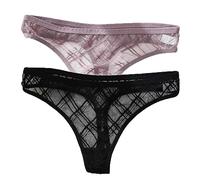 FRESQA 2 unids/Set de Tangas Sexis de Encaje, Bragas Transparentes para Mujer, Calzoncillos Femeninos de Cintura Baja, Bragas con Perspectiva de Malla, lencería, M-XL