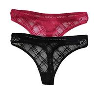 FRESQA 2 unids/Set de Tangas Sexis de Encaje, Bragas Transparentes para Mujer, Calzoncillos Femeninos de Cintura Baja, Bragas con Perspectiva de Malla, lencería, M-XL
