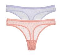 FRESQA 2 unids/Set de Tangas Sexis de Encaje, Bragas Transparentes para Mujer, Calzoncillos Femeninos de Cintura Baja, Bragas con Perspectiva de Malla, lencería, M-XL