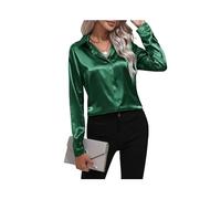FRESQA 2023 Primavera Verano Camisa de satén Mujer Cuello en V Manga Larga Camisa de Oficina Blusas señoras Negro Blanco Seda Camisas Sueltas para Mujeres
