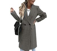 FRESQA Abrigo largo de lana de otoño para mujer, abrigo negro de moda Retro para mujer, abrigo azul de manga larga, abrigo informal de invierno para la calle, abrigo holgado