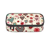 FRESQA Bolsa para lápices de papelería con compartimento duradero de gran capacidad para agua de mar transparente, arena blanca y playa, Patrón de corazón colorido, Talla única, Funda para llave