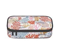 FRESQA Bolsa para lápices de papelería con compartimento duradero de gran capacidad para agua de mar transparente, arena blanca y playa, Coral, Talla única, Funda para llave