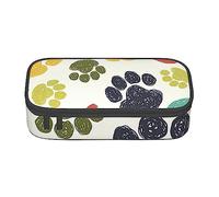 FRESQA Bolsa para lápices de papelería con compartimento duradero de gran capacidad para agua de mar transparente, arena blanca y playa, Linda pata de perro colorida, Talla única, Funda para llave