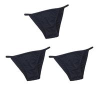 FRESQA Bragas de Bikini para Mujer, Calzoncillos Sexis de Tiro bajo de Talla Grande, Ropa Interior Femenina de Seda de Hielo sólida con Entrepierna de algodón, Tanga, 3 uds.