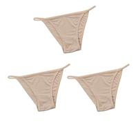 FRESQA Bragas de Bikini para Mujer, Calzoncillos Sexis de Tiro bajo de Talla Grande, Ropa Interior Femenina de Seda de Hielo sólida con Entrepierna de algodón, Tanga, 3 uds.
