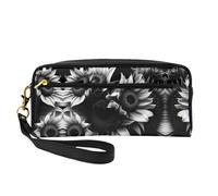 FRESQA Bright Mushrooms - Mini bolsa de maquillaje portátil con impresión artística, versátil y compacta, perfecta para tus artículos esenciales, Girasoles blancos y negros, Talla única