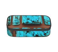 FRESQA Butterflies and Blooms - Estuche para bolígrafos de papelería de gran capacidad, con compartimento duradero, Bright Aqua Blue Turquoise, Talla única, Funda para llave