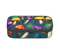 FRESQA Butterflies and Blooms - Estuche para bolígrafos de papelería de gran capacidad, con compartimento duradero, Artes de hongos brillantes, Talla única, Funda para llave