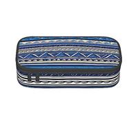 FRESQA Butterflies and Blooms - Estuche para bolígrafos de papelería de gran capacidad, con compartimento duradero, Estampado tribal maorí polinesio azul, Talla única, Funda para llave
