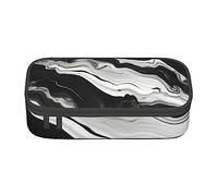 FRESQA Butterflies and Blooms - Estuche para bolígrafos de papelería de gran capacidad, con compartimento duradero, Textura de mármol blanco y negro, Talla única, Funda para llave