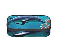 FRESQA Butterflies and Blooms - Estuche para bolígrafos de papelería de gran capacidad, con compartimento duradero, Hermoso Mundo Submarino Delfines Coral, Talla única, Funda para llave