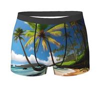 FRESQA Calzoncillos tipo bóxer con estampado de palmeras tropicales, suaves, absorben la humedad, transpirables, flexibles y cómodos, Negro, XL