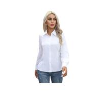 FRESQA Camisa Blanca, Camisas de Negocios a la Moda para Mujer, Blusa de Manga Larga para Oficina para Mujer, Ropa Ajustada para Mujer, Camisa con Botones, Tops básicos para Mujer