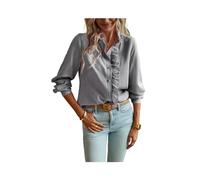 FRESQA Camisa Blanca para Mujer, Top de Manga Larga de otoño, Blusas Elegantes a la Moda para Mujer, Blusas Informales a Rayas para Oficina, Camisas para Mujer