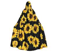 FRESQA Capa de poliéster con capucha de girasol para adultos, capa de Halloween y Navidad, capa de bruja de vampiro, disfraz de cosplay