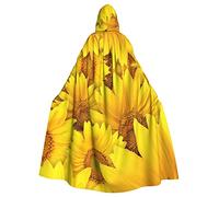 FRESQA Capa de poliéster con capucha de girasoles amarillos para adultos, capa de bruja de vampiro, disfraz de cosplay