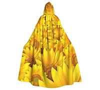 FRESQA Capa de poliéster con capucha de girasoles para adultos, Halloween, Navidad, capa de vampiro, bruja, disfraz de cosplay