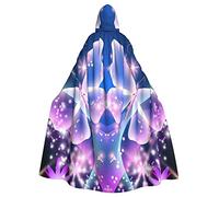 FRESQA Capa de poliéster con capucha de mariposa azul y morado para adultos, capa de bruja de vampiro, disfraz de cosplay