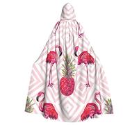FRESQA Capa de poliéster con capucha para adultos, diseño de flamenco, piña, rosa, para Halloween, Navidad, capa de bruja de vampiro, disfraz de cosplay